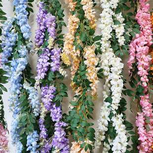 仿阿勃勒紫阿勃勒紫藤花真料花藤蔓藤花植物管道遮挡花假花条装饰