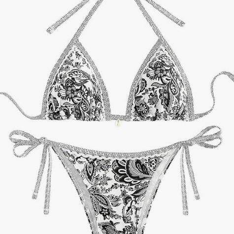 Two-Piece Set Womens Leopard Print Contrast Binding Bikini