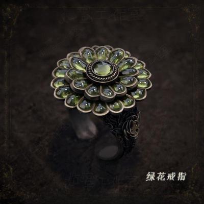 黑暗之魂3老头环魂系列游戏周边绿花戒指独特设计ins时尚百搭