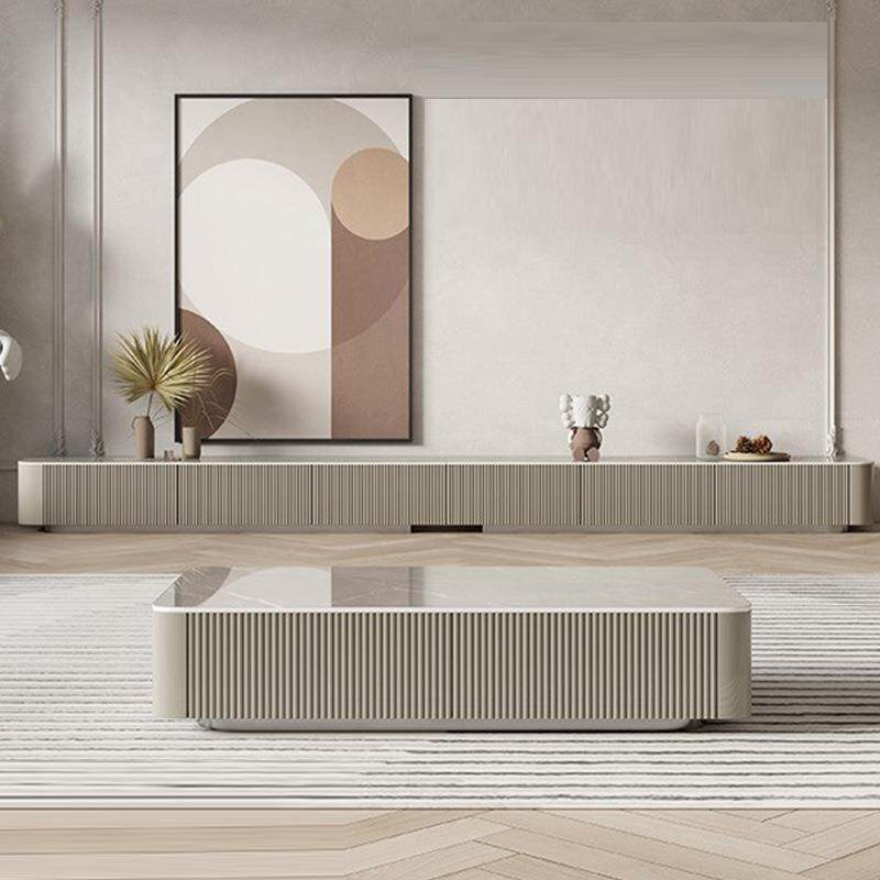 意式轻奢岩板茶几电视柜组合现代简约家用客厅大小户型落地柜矮柜