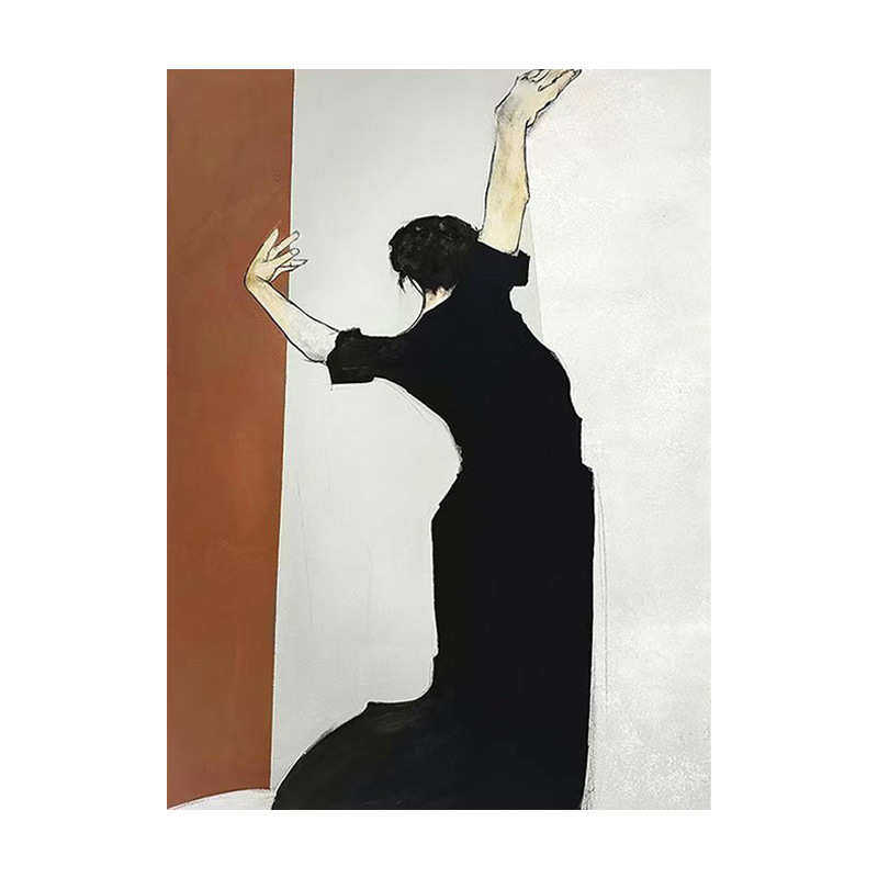 纯手绘油画跳舞的女孩印象派客厅卧室装饰画小众抽象人物玄关挂画
