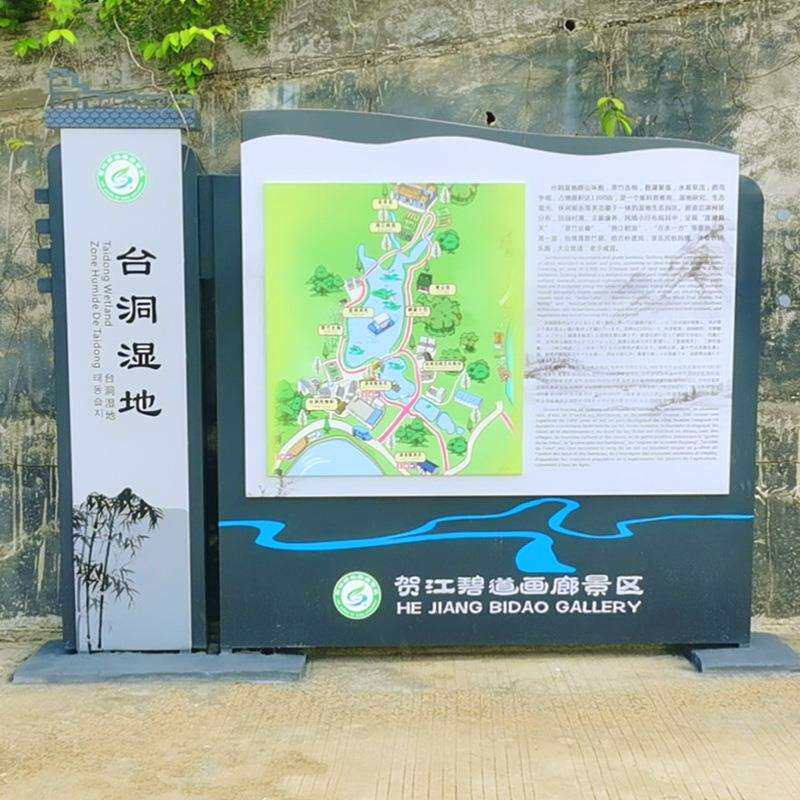 景区导览介绍牌全景图游客须知简介牌不锈钢镀锌板导视标识系统