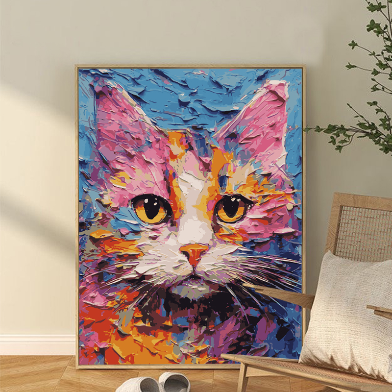 猫咪潮流艺术高级感数字油画diy填充涂色手工手绘丙烯油彩装饰画图片