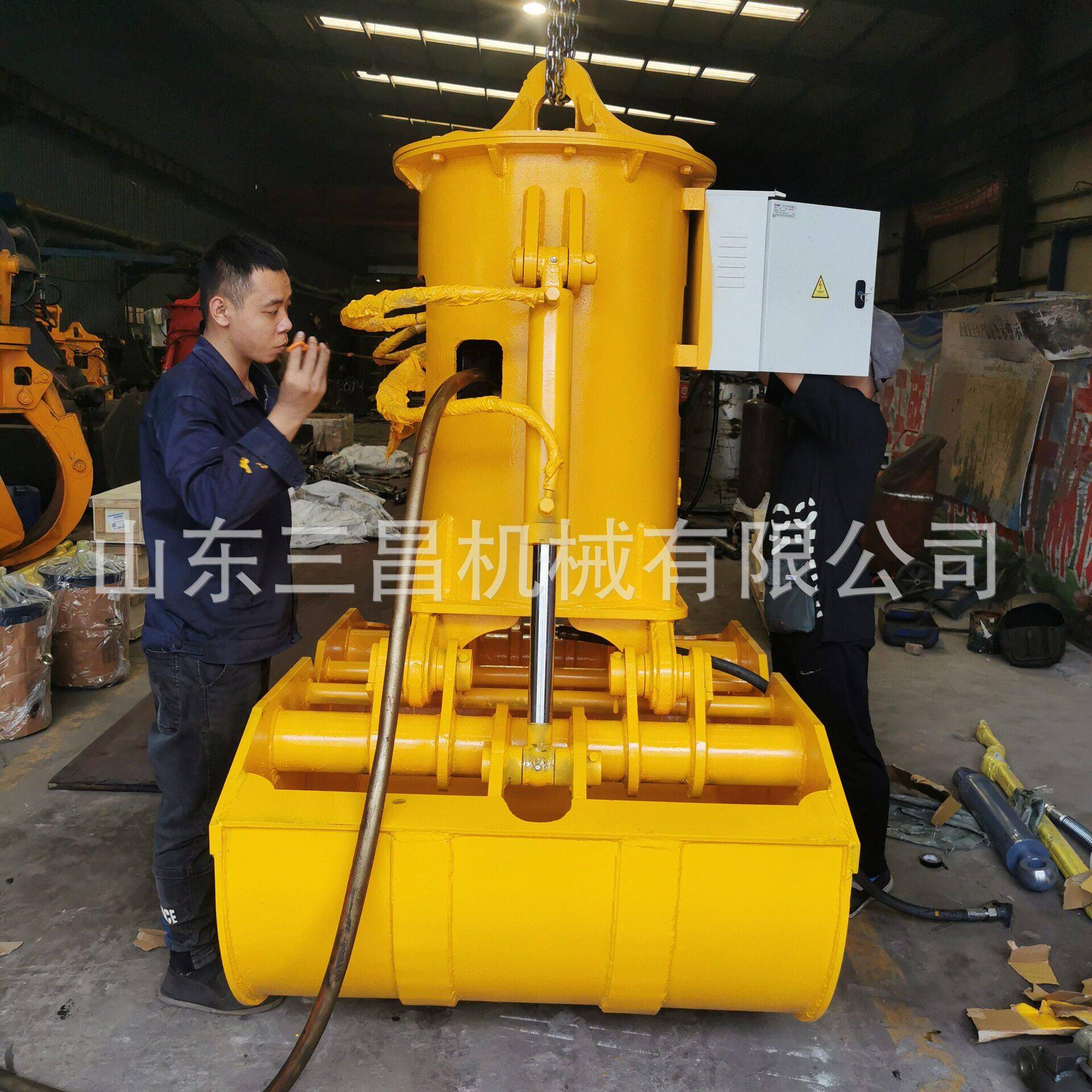 吊车蛤式液压双开贝壳斗双油缸卸煤抓沙挖机贝壳斗三昌厂家销售