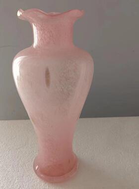 vintage中古风法式复古芬顿花瓣皱褶口艺术琉璃花瓶彩色波点设计