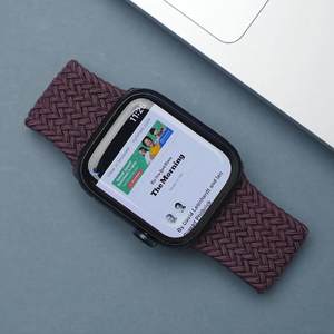 适用applewatch9se2苹果iwatch8弹性手表7代单圈编织表带尼龙回环