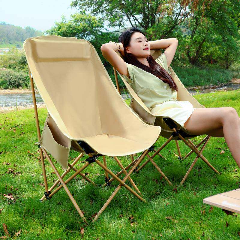 高背月亮椅露营椅子户外折叠椅便携式躺椅钓鱼凳沙滩椅野餐桌椅