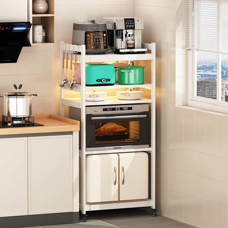 三层厨房置物架落地多层放微波炉大烤箱架子加宽加深50靠墙收纳柜