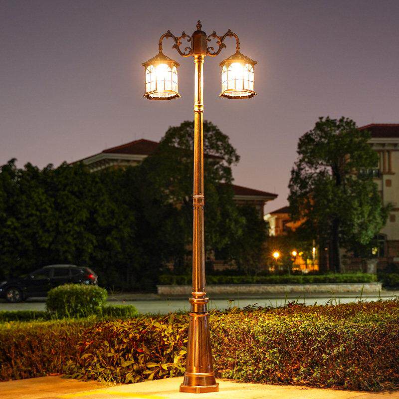 太阳能庭院灯户外LED花园别墅防水欧式景观室外覆古高杆路灯超亮