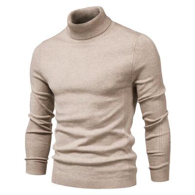 Men's pullover sweater, high neck men's knitted sweater,