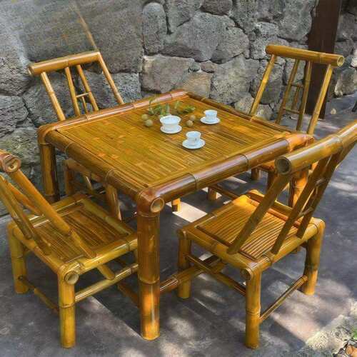手工竹桌椅组合户外庭院茶几竹编围炉煮茶桌子家用复古餐桌椅