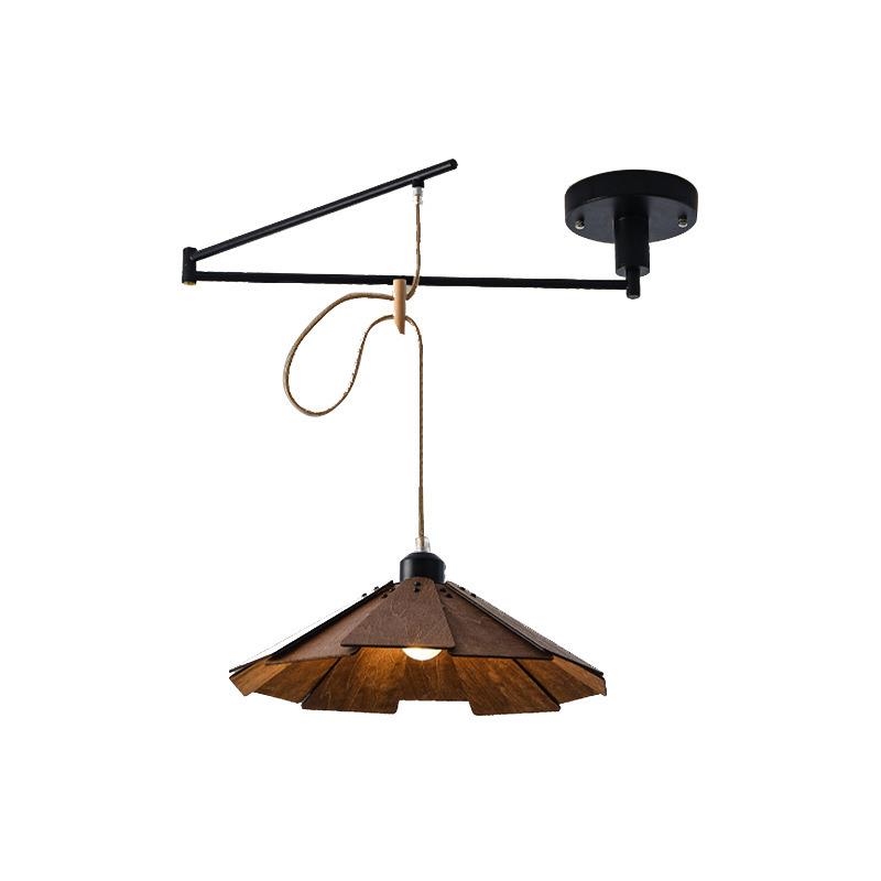 欧简约原木餐桌可移北动吊灯风木可调艺餐桌吧台吊灯日式侘寂吊灯