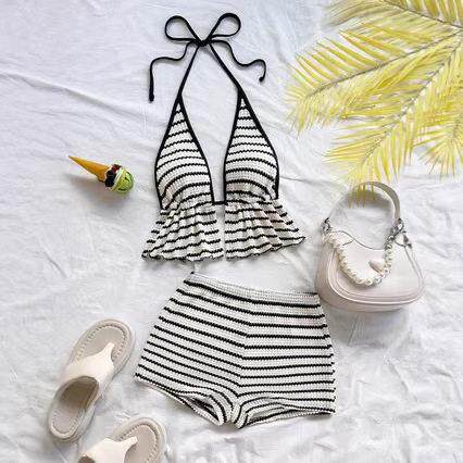 Women's Spring Summer Sexy Feminine Colorblock Backless Bow