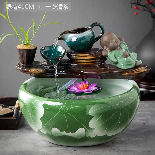 正品水流饰装置陶瓷缸养鱼装件风循水摆件环摆家居加湿美化桌面美