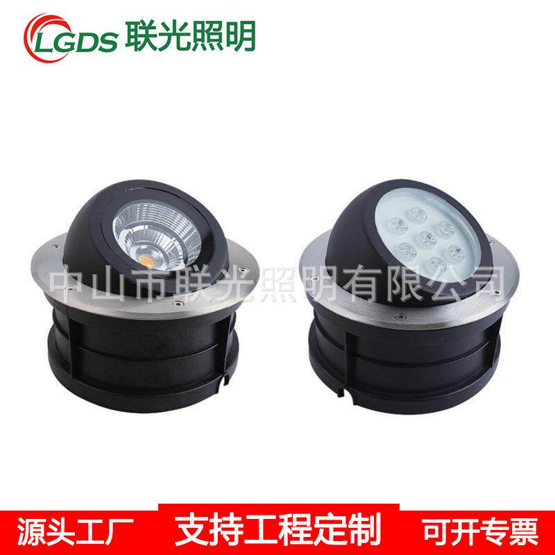 LED偏光地埋灯20W防水嵌入式偏光灯圆形COB歪头埋地灯外墙投射灯