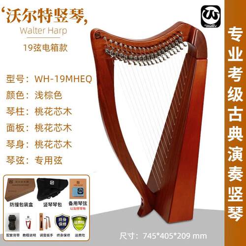 正品沃尔特式竖琴23弦爱兰专尔业小竖琴初学者携伦亚钢琴与便半球