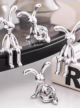 Nordic modern electroplated long-eared rabbit ornament, exud