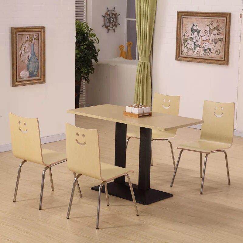 小吃店快餐桌椅组合肯德基餐桌椅面馆食堂员工厂餐厅不锈钢餐桌子