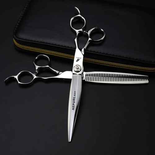 亮光7.0寸奈普森 440C 美发剪 理发剪 牙剪 打薄剪