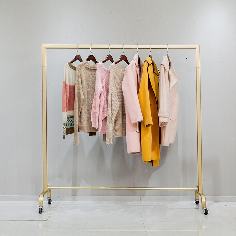 轻奢落地式衣架服装架金色婚纱展示架挂衣服展示架童装货架带轮子