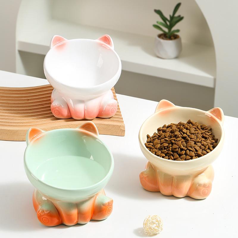 亚马逊出口渐变陶瓷宠物慢食碗