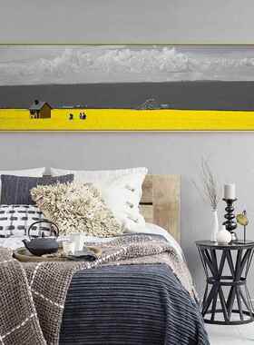 一路有阳光装现代简约卧室树林风景挂士68991城市画黄色巴黑白饰