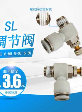 气阀接头调速阀 气缸调节阀ASL4-M5/6-01/8-02/10-03/12/16节流阀