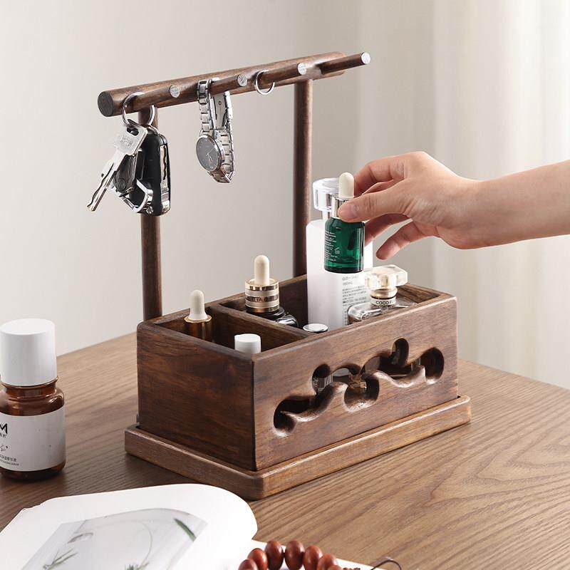 异丽入户门口实木钥匙收纳玄关摆件桌面挂架置物架首饰收纳盒托