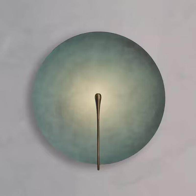 设计师艺术现代简约做旧款圆形不锈钢客厅壁灯个性创意书房装饰灯