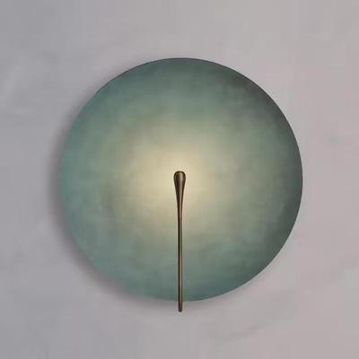 设计师艺术现代简约做旧款圆形不锈钢客厅壁灯个性创意书房装饰灯