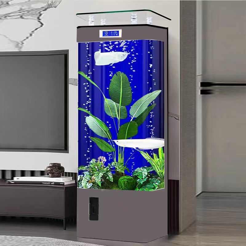 公司酒店家用新款鱼缸客厅家用轻奢落地立式免换水小型生态水族箱