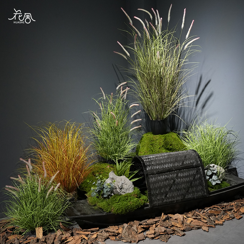 仿真绿植狗尾巴草假芦苇草落地盆栽装饰盆景室内客厅植物造景摆件