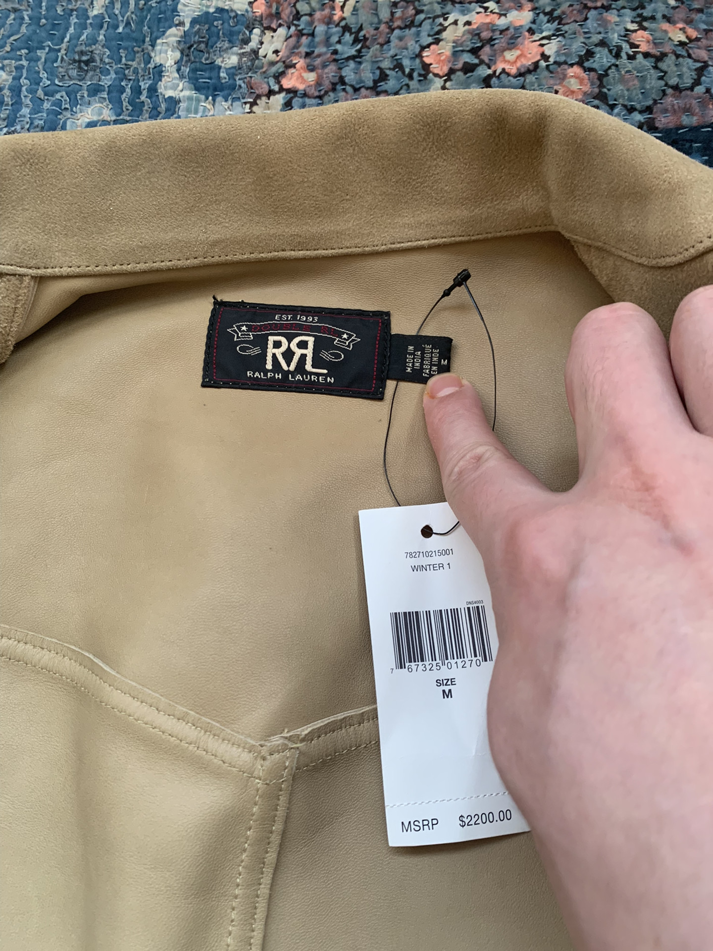 RRL Beige Suede Leather Blazer Jacket — label