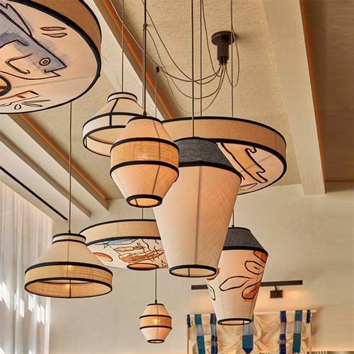 波西米亚吊灯地中海西餐厅布艺复古餐饮饭店酒店民宿禅意茶室灯具