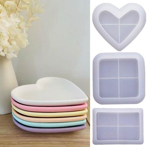 Heart Shape Tray Silicone Molds DIY Concrete Cement Plaster