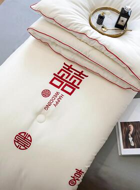 婚庆大红色加厚保暖60支大豆纤维被芯 喜被陪嫁冬被软糯春秋被子