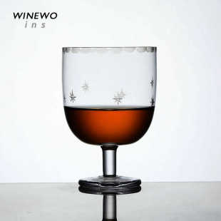 {晴秋杯 复古玻璃杯子矮脚酒杯 著物光 随雨时润}中古vintage日式