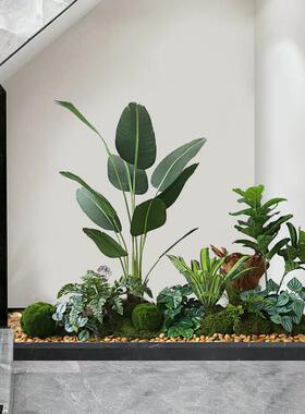 仿真绿色植物高端轻奢组合盆栽室内景观大型落地仿生植物楼梯下造
