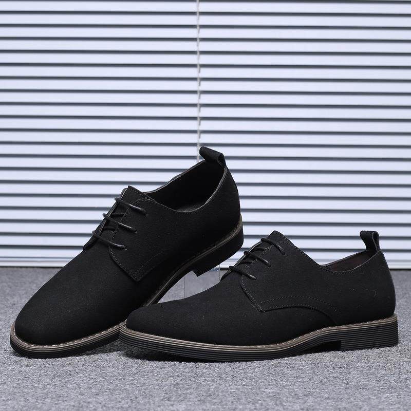 男款磨砂休闲圆头鞋跨境男士皮鞋系带时尚潮流大码男鞋men shoes