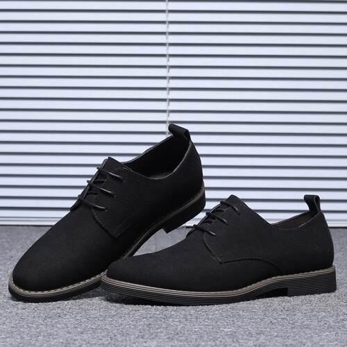 男款磨砂休闲圆头鞋跨境男士皮鞋系带时尚潮流大码男鞋men shoes