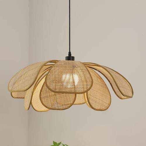 寂63编风藤吊诧灯客厅餐厅卧室民宿编织灯中古创意个性艺术吊花瓣