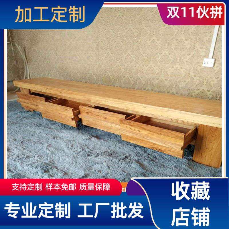厂家直销老榆木视听柜韩式简约式电视柜带抽屉电视柜l老榆木家具