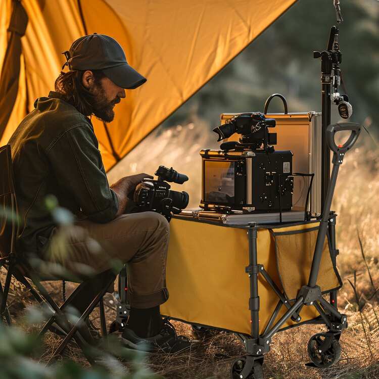 自由兵大容量户外露营车聚拢款推车折叠旅行儿童可坐躺野餐营地车