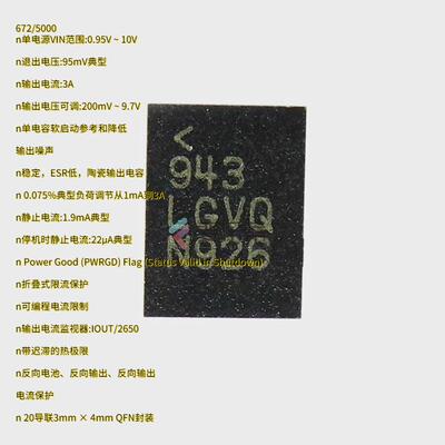 LT3033EUDC#TRPBF 低压差稳压器封装QFN-20可调电源芯片