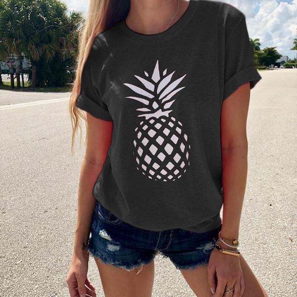 Pineapple crew neck short sleeve top T-shirt