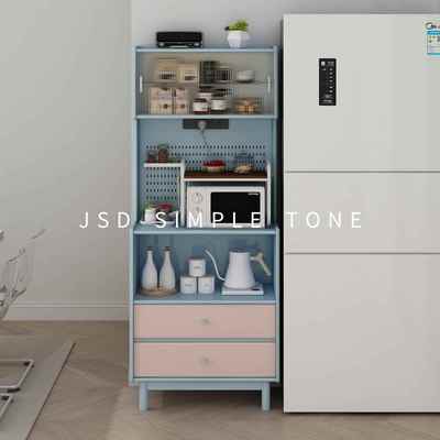 JSD简色调多巴胺餐柜靠墙一体储物柜橱柜家用厨房墙边高柜定制L