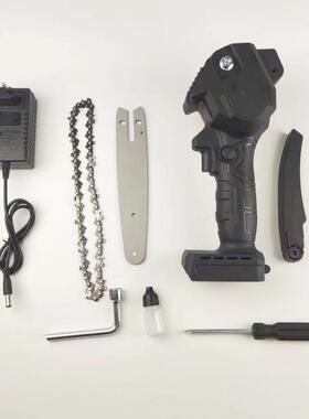 工锂电4/寸充电电链锯家用EDH小型手持枝锯伐木砍树园6林高修枝具