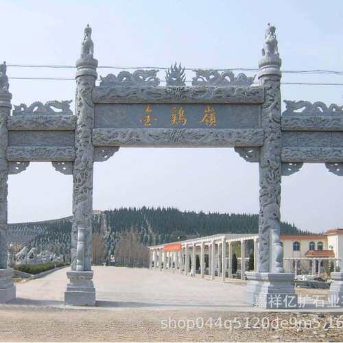 村口石雕牌坊牌楼可定村口石牌坊景区广场村口古建三门五楼石门楼