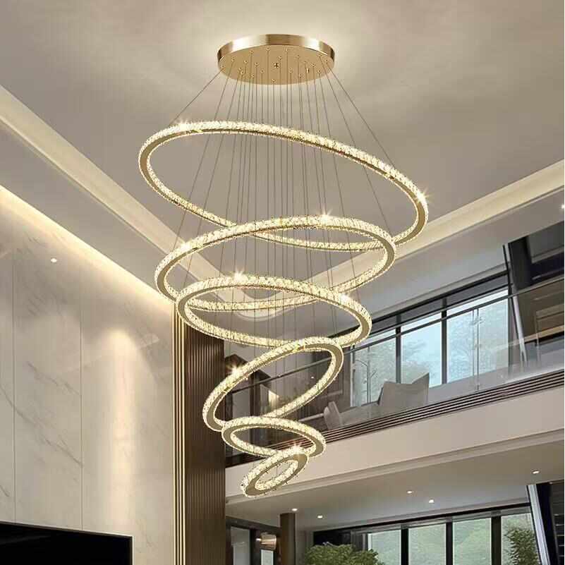 现代简约别墅挑空客厅吊灯复式楼中空大吊灯工程公寓轻奢水晶灯具