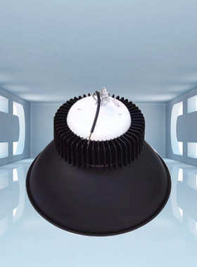 厂房车间罩子工亮鳍仓库片超吊灯150w矿灯工业100wled黑色灯照明